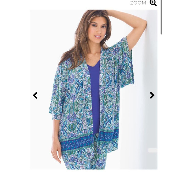 Soma Kimono Pajama Wrap Folklore Royal Blue Stretch Soft Large - Picture 1 of 8
